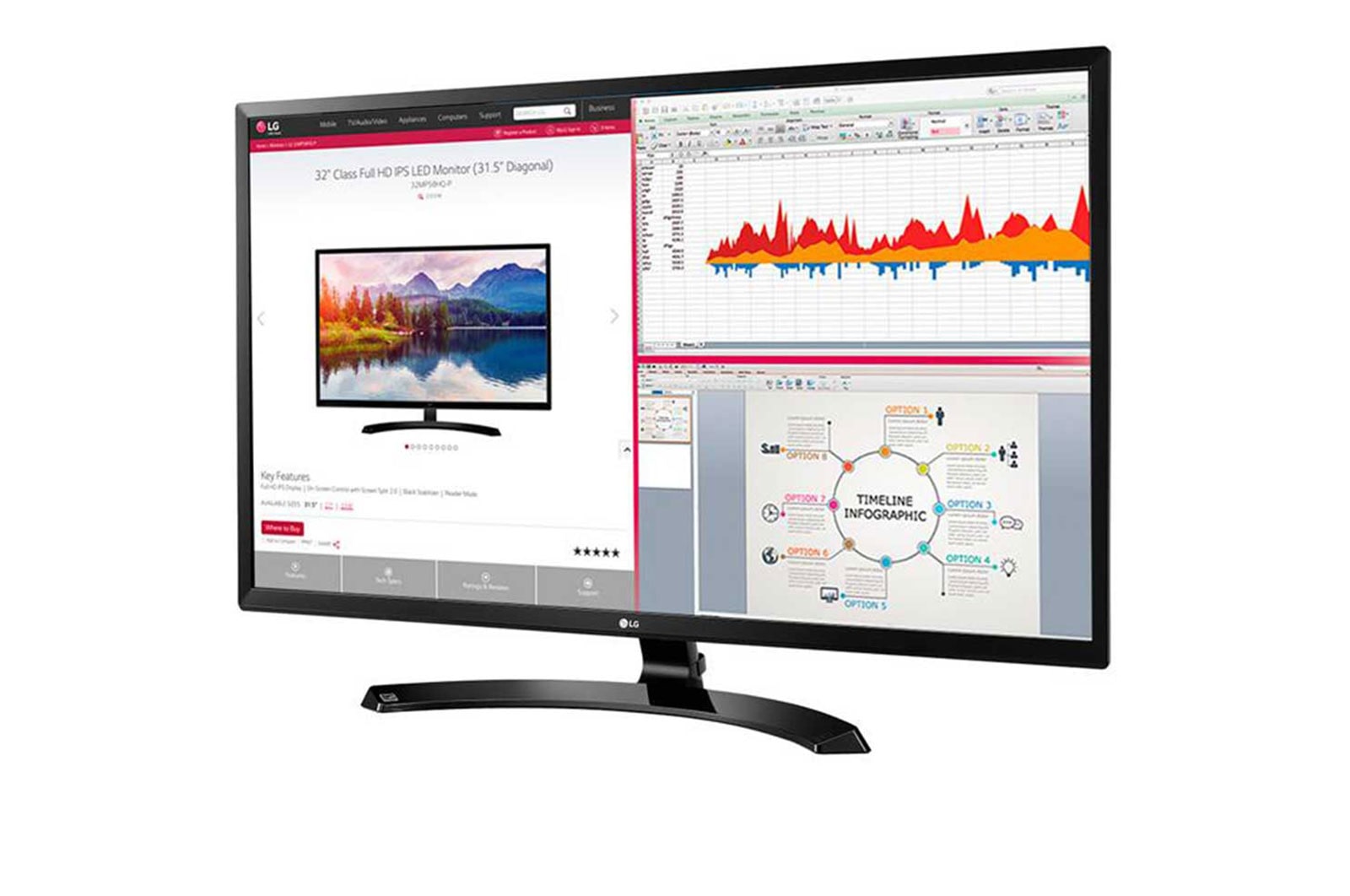 LG Écran IPS DEL pleine HD, 32 po (diagonale 31,5 po), 32MA70HY-P