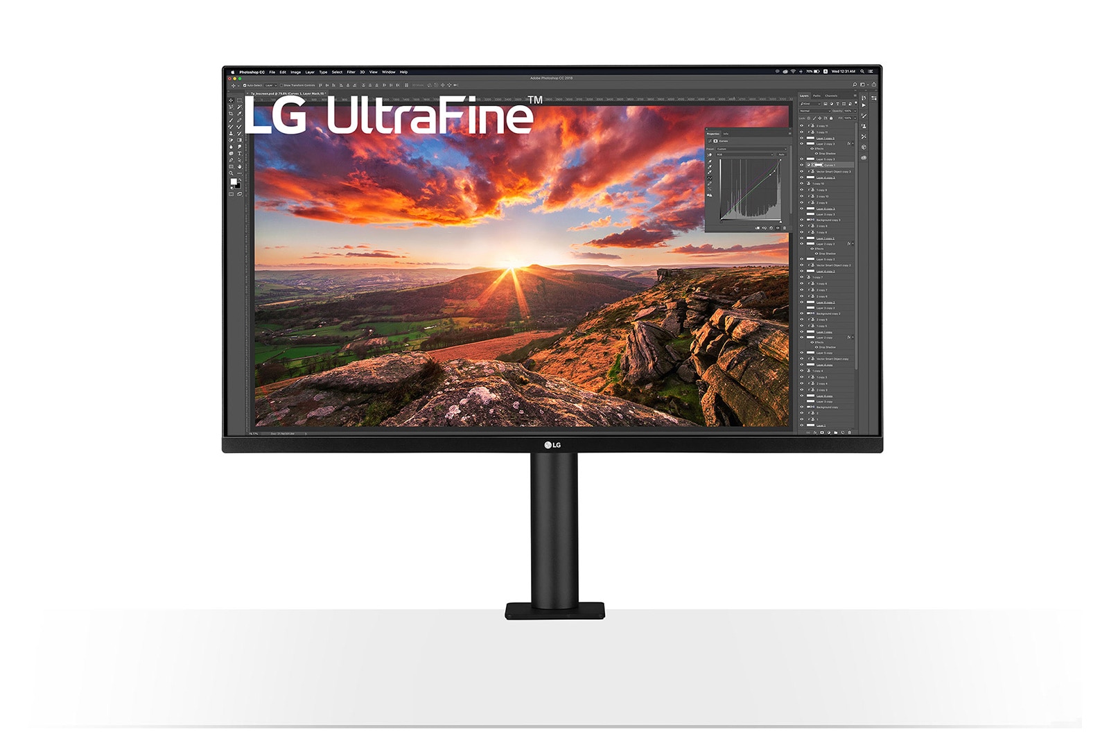 Vue avant de Moniteur LG 4K HDR 10 UltraFine<sup>MC</sup> 32UN880-B de 32 po 32UN880-B