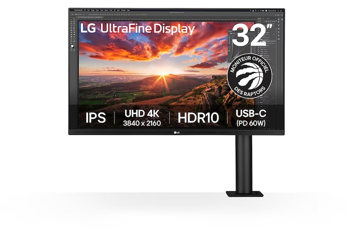 front view with the monitor arm on the right