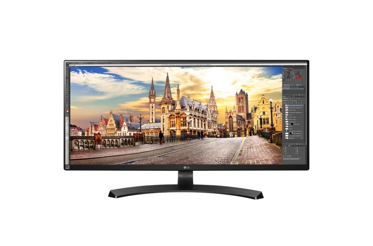 Vue avant de Moniteur IPS ultra large 21:9 pleine HD offrant l&#39;ultime expérience de jeu 34UM68-P