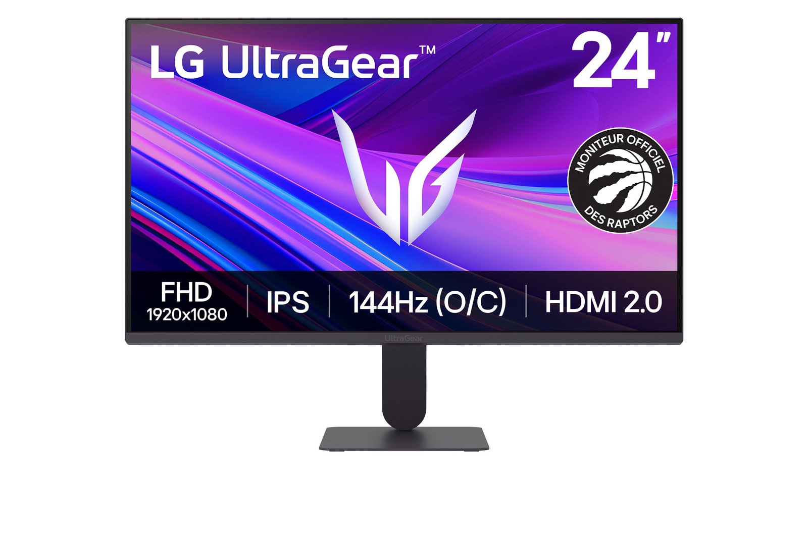Vue avant de Moniteur de jeu LG UltraGear™ G4 24 pouces 144 Hz overclocké FHD IPS | 24G411A, compatible NVIDIA G-SYNC<sup>®</sup>, sRGB 99 % (typ.) 24G411A-B
