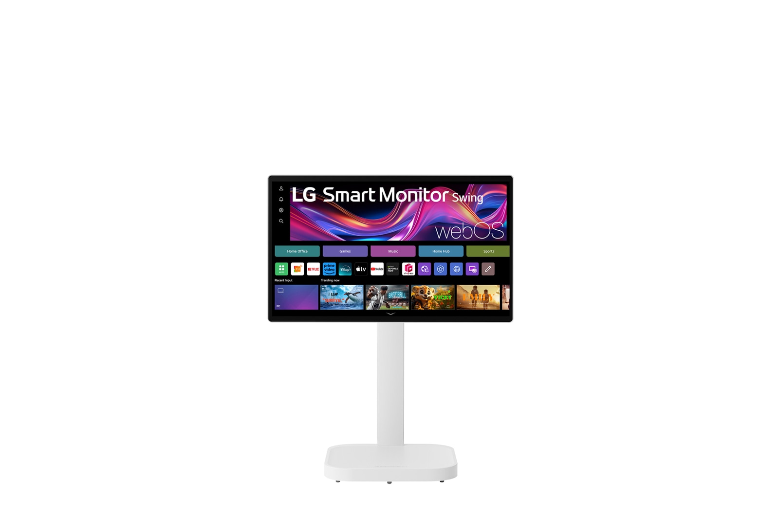 Front view with monitor height adjusted downward
