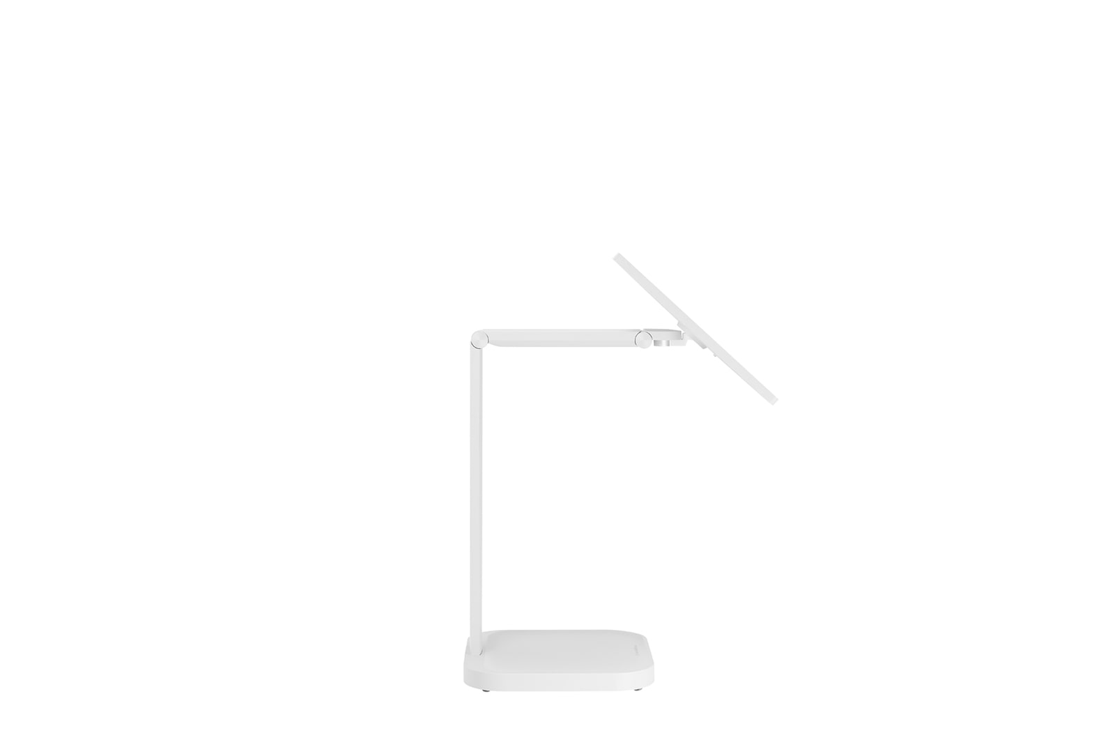 Left side view with monitor tilted +45 degrees and height adjusted downward