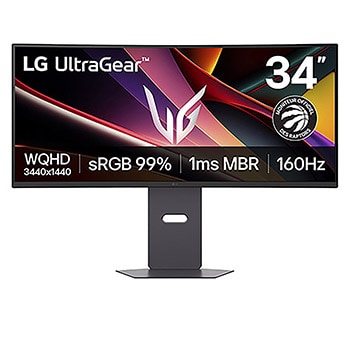 Vue avant de LG UltraGear™ Moniteur Gaming VA incurvé 34 pouces WQHD 160Hz | 160Hz, AMD FreeSync™ Premium 34G600A-B