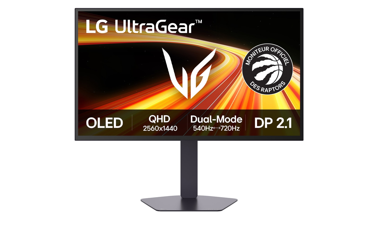 Vue avant de Moniteur de jeu LG UltraGear OLED QHD 27 po de 4e génération | 27GX790B avec double mode (720 Hz en HD, 540 Hz en QHD), 0,02 ms (GtG), DP 2.1, VESA DisplayHDRᴹᑦ True Black 500 27GX790B-B