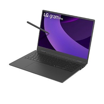 Vue latérale à -30 degrés et couvercle ouvert avec un stylet