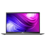 Vue avant de Ordinateur portable ultraléger LG gram de 14 po avec Intel<sup>MD</sup> Core<sup>MC</sup> i7 et carte graphique Intel<sup>MD</sup> Iris<sup>MD</sup> Plus, argent foncé 14Z90N-V.AA75A8