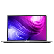 Vue avant de Ordinateur portable ultraléger LG gram de 17 po avec Intel<sup>MD</sup> Core<sup>MC</sup> i7 et carte graphique Intel<sup>MD</sup> Iris<sup>MD</sup> Plus, argent foncé 17Z90N-V.AP71A8