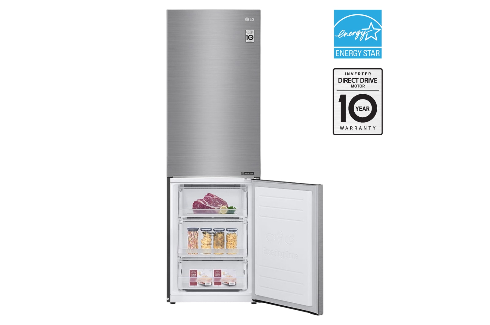 Vue avant de Réfrigérateur de 12 pi³/24 po, prof. de compt., congélateur en bas LBNC12231V
