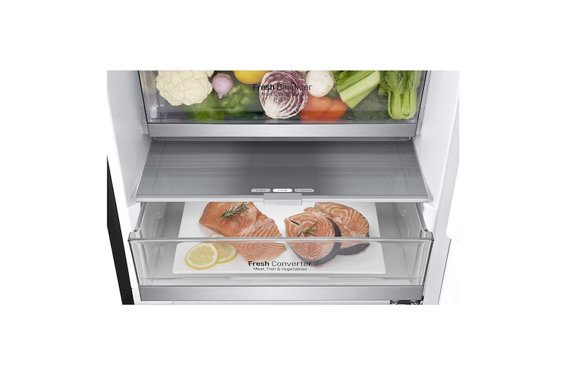 LG Réfrigérateur de 24 po à profondeur de comptoir d’une capacité de 12 pi³ avec congélateur en bas, Refroidissement+ de la porte et support à vin, 12 pi³, LBNC12241P