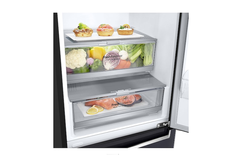 LG Réfrigérateur de 24 po à profondeur de comptoir d’une capacité de 12 pi³ avec congélateur en bas, Refroidissement+ de la porte et support à vin, 12 pi³, LBNC12241P