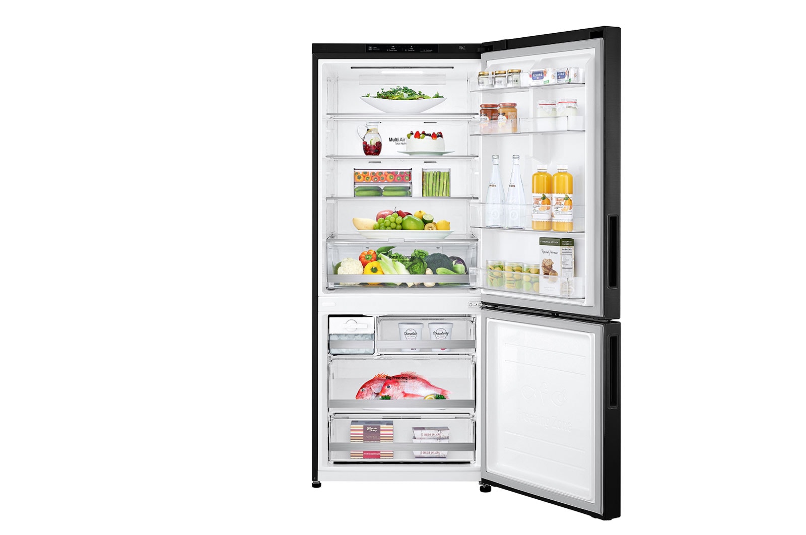 LG Réfrigérateur de 28 po à profondeur de comptoir d’une capacité de 15 pi³, avec congélateur au bas, fonctionnalité Refroidissement+ de la porte et tablette rabattable, LBNC15231P