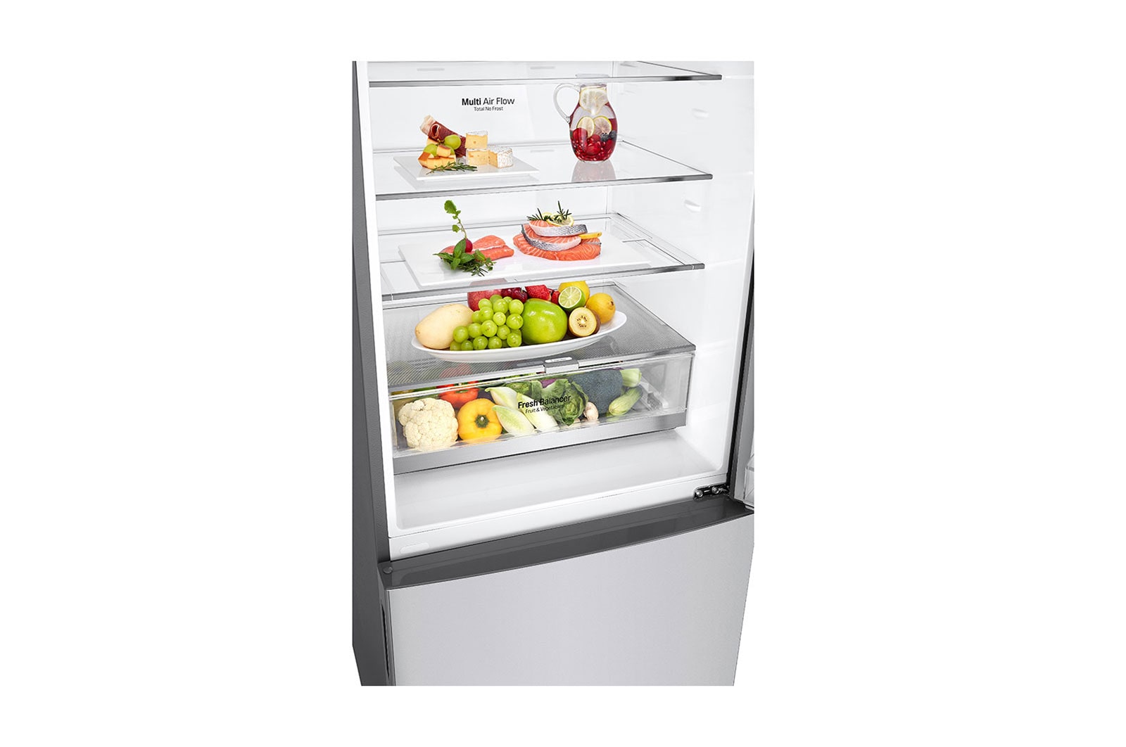 LG Réfrigérateur de 28 po à profondeur de comptoir d’une capacité de 15 pi³, avec congélateur au bas, fonctionnalité Refroidissement+ de la porte et tablette rabattable, LBNC15231V