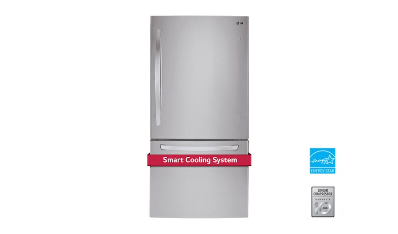 LG Réfrigérateur de 33 po, 24 pi 3 avec congélateur en bas doté d'un tiroir coulissant avec refroidissement intelligent, LDC24370ST
