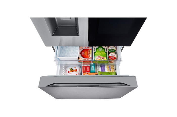 Vue de l'intérieur du congélateur rempli