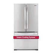 Vue avant de Réfrigérateur d’une grande capacité de 20,9 pi³ à profondeur de comptoir, doté de trois portes, dont une porte à deux battants, et du système de refroidissement intelligent Smart Cooling LFC21776ST