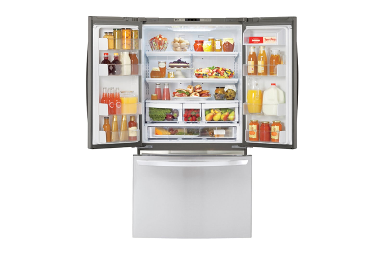 LG Réfrigérateur d’une grande capacité de 20,9 pi³ à profondeur de comptoir, doté de trois portes, dont une porte à deux battants, et du système de refroidissement intelligent Smart Cooling, LFC21776ST
