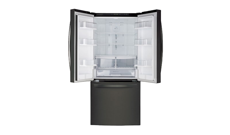 LG Réfrigérateur de 30 pouces en acier inoxydable noir avec porte à deux battants et système de refroidissement intelligent, 22 pi³, LFNS22520D