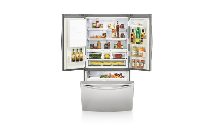 LG Réfrigérateur à porte française (3 portes) avec distributeur d’eau et de glaçons (24,7 pi³), LFX25975ST