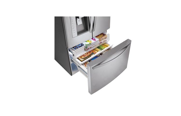 LG Réfrigérateur 3 portes à profondeur de comptoir de 36 po à super grande capacité de 24,6 pi 3 avec porte à deux battants et équipé de la technologie de refroidissement intelligent Plus, LFX25991ST