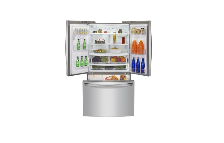 LG Réfrigérateur 3 portes de 36 po à super grande capacité de 27,6 pi 3 avec porte à deux battants et machine à glaçons profilée SlimSpacePlus, LFX28968ST