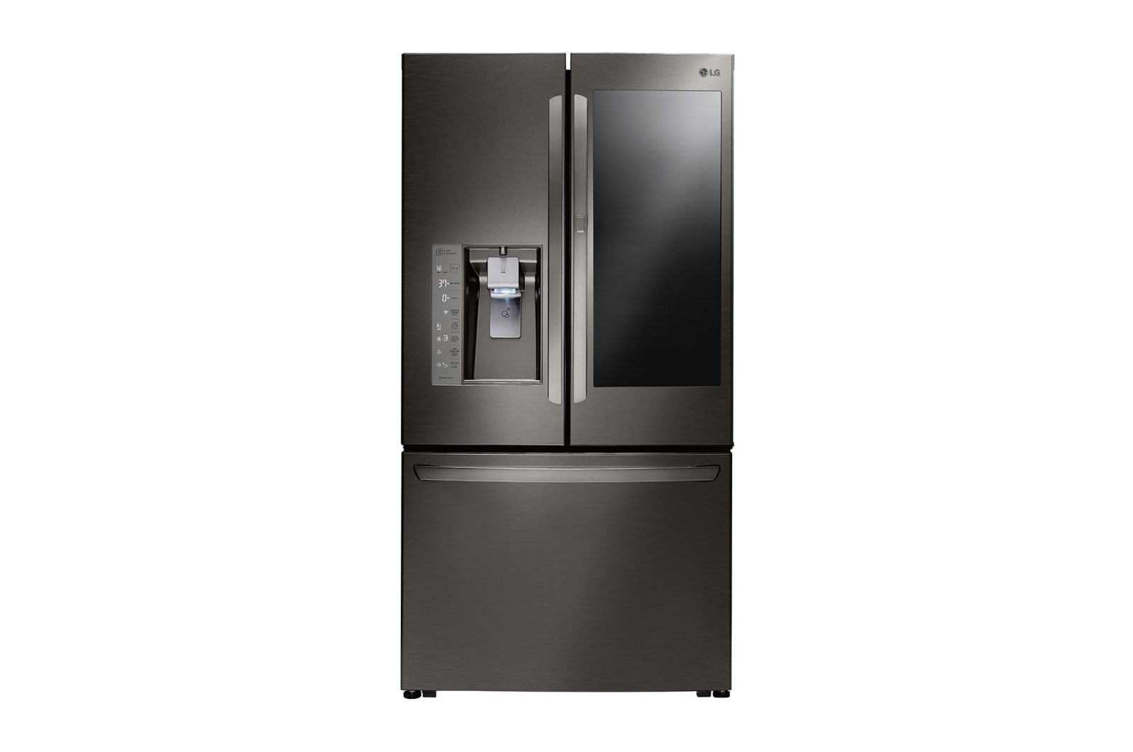LG Réfrigérateur de 36 po à profondeur de comptoir, d’une capacité de 24 pi<sup>3</sup>, en acier inoxydable noir et doté d’une porte à deux battants avec Porte dans la porte<sup>MD</sup> et technologie InstaView<sup>MC</sup>, LFXC24796D