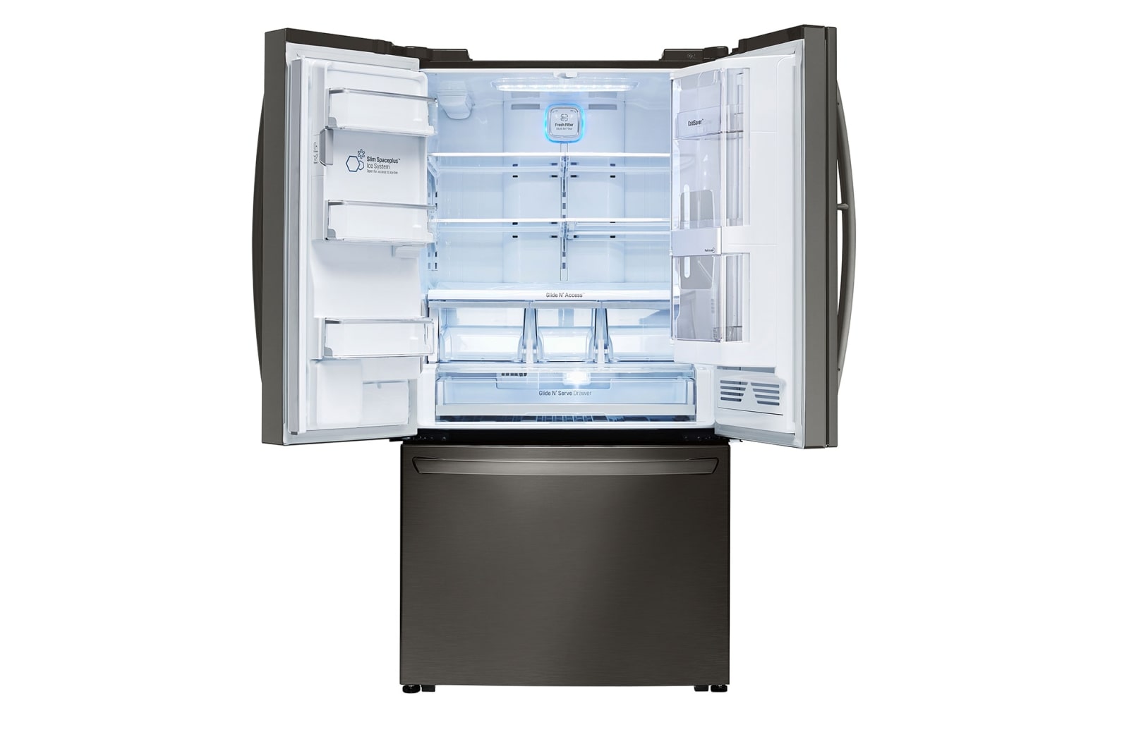 LG Réfrigérateur de 36 po à profondeur de comptoir, d’une capacité de 24 pi<sup>3</sup>, en acier inoxydable noir et doté d’une porte à deux battants avec Porte dans la porte<sup>MD</sup> et technologie InstaView<sup>MC</sup>, LFXC24796D