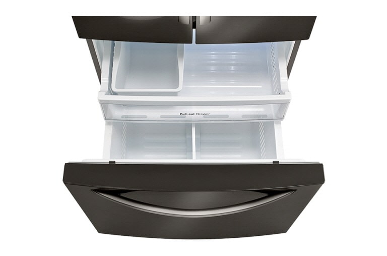 LG Réfrigérateur en inox noir de 24,2 pi3, grande capacité, 3 portes, dont une porte à deux battants , LFXS24623D