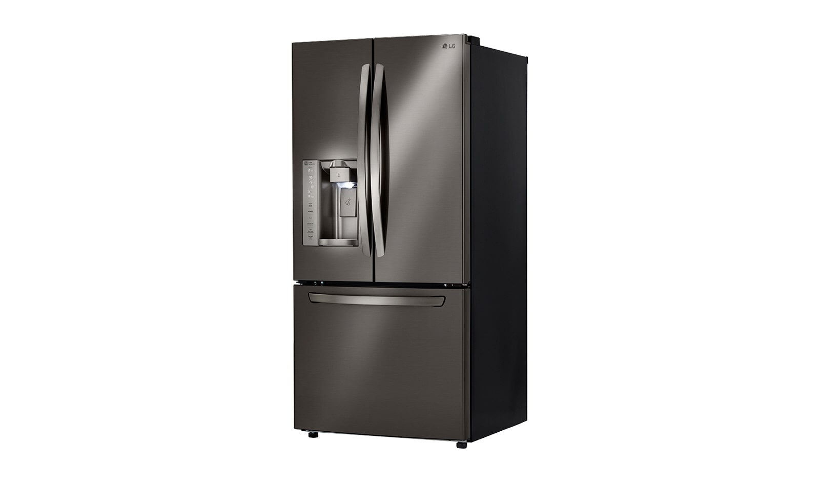 LG Réfrigérateur en inox noir de 24,2 pi3, grande capacité, 3 portes, dont une porte à deux battants , LFXS24623D