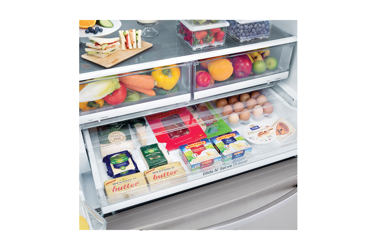 LG Réfrigérateur résistant aux taches de 36 po avec Porte dans la porte<sup>MD</sup>, connectivité Wi-Fi et double machine à glaçons, LFXS26566S