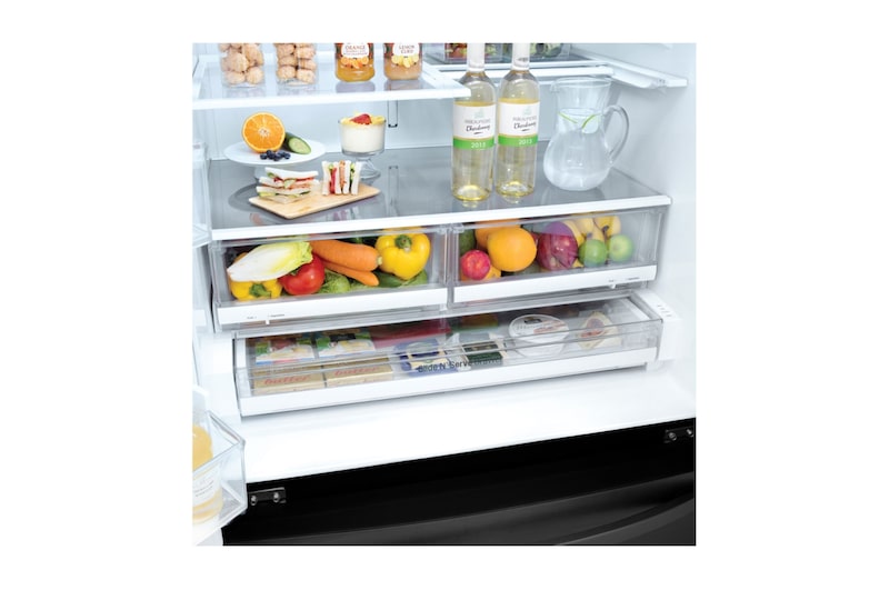 LG Réfrigérateur noir mat de 36 po d'une capacité de 28 pi3 avec porte à deux battants et de la technologie Porte dans la porte<sup>MD</sup>, LFXS28566M