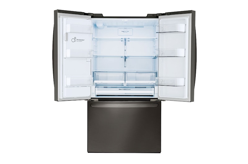 LG Réfrigérateur de 28 pi3 doté de 3 portes, dont une porte à deux battants, de la gamme en acier inoxydable noir de LG, LFXS28968D