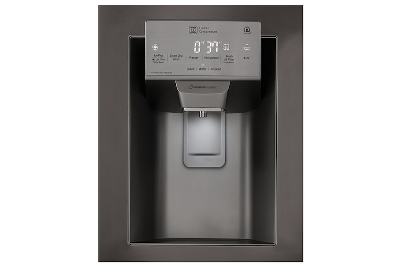 LG Réfrigérateur de 28 pi3 doté de 3 portes, dont une porte à deux battants, de la gamme en acier inoxydable noir de LG, LFXS28968D