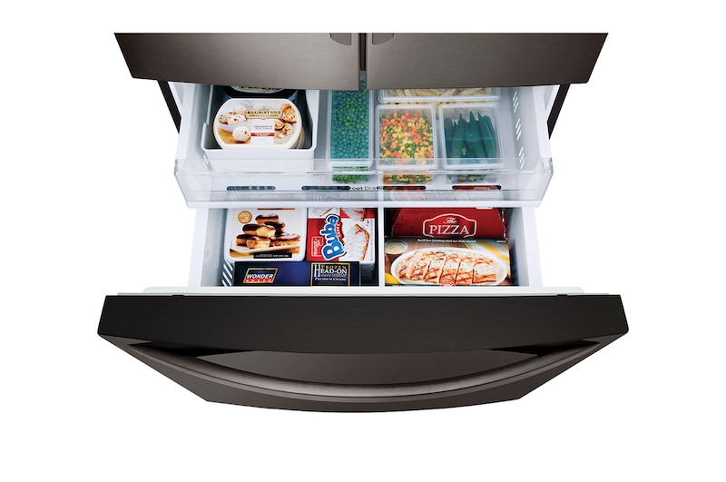 LG Réfrigérateur de 28 pi3 doté de 3 portes, dont une porte à deux battants, de la gamme en acier inoxydable noir de LG, LFXS28968D