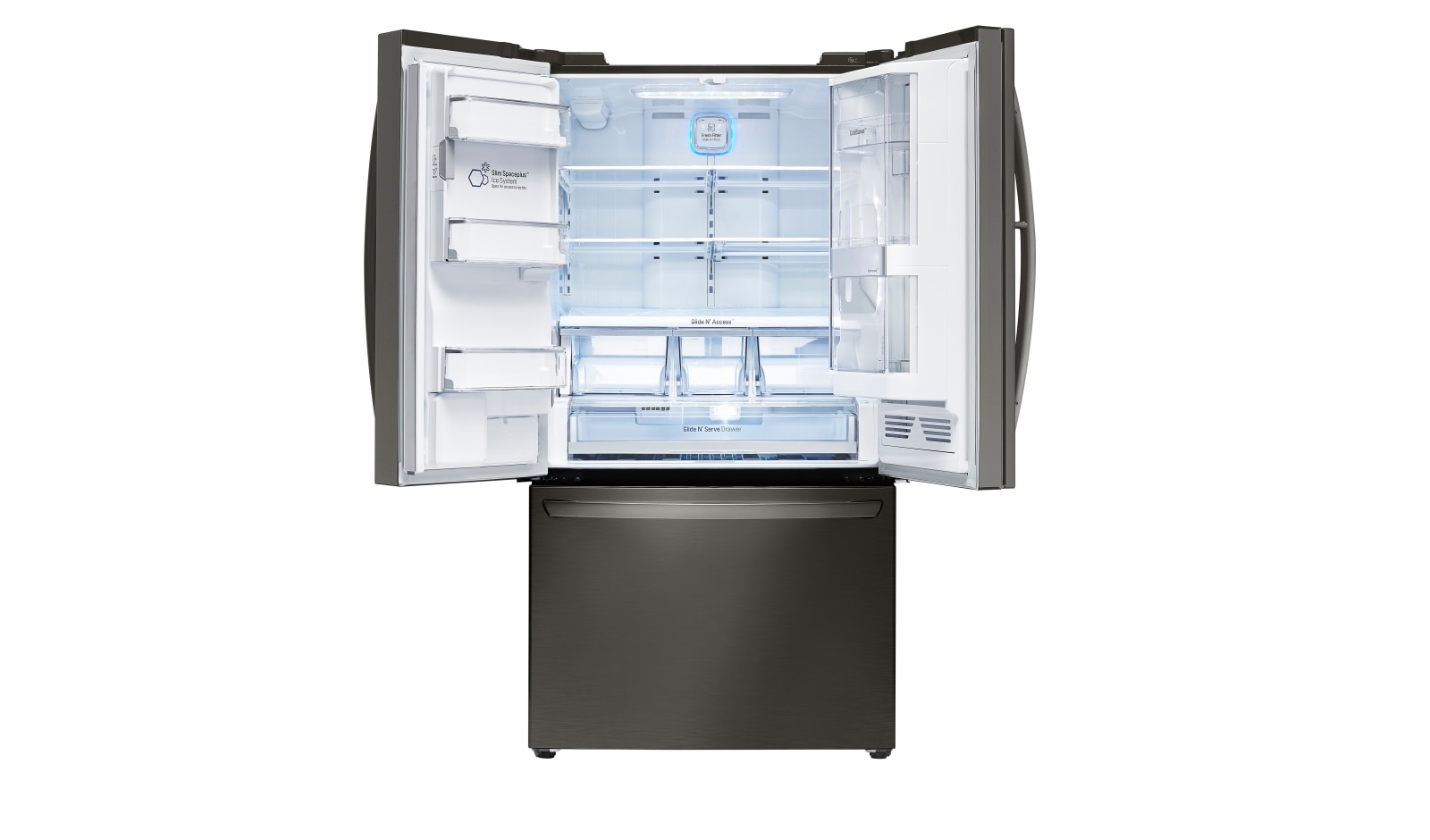 LG Réfrigérateur en inox noir de 29,6 pi3, capacité supérieure, 3 portes avec Porte dans la porte MC, LFXS30766D