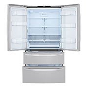 LG Réfrigérateur de 36 po à 4 portes avec porte à deux battants, avec Smart Cooling<sup>MC</sup> Plus et distributeur d’eau intégré, LMWS27626S