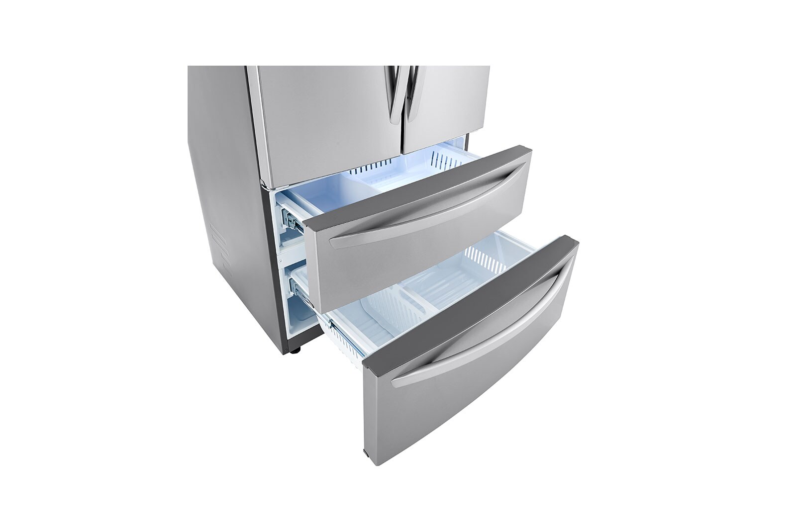 LG Réfrigérateur de 36 po à 4 portes avec porte à deux battants, avec Smart Cooling<sup>MC</sup> Plus et distributeur d’eau intégré, LMWS27626S