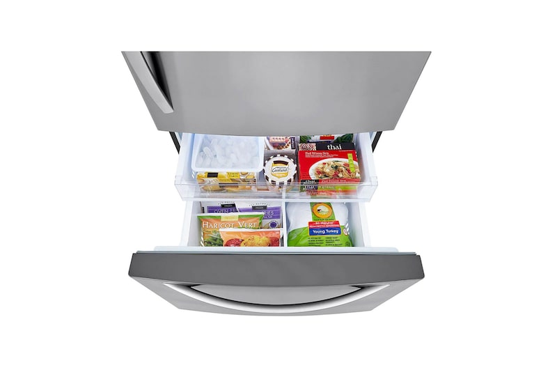 LG Réfrigérateur de 33 po d’une capacité de 26 pi³, avec congélateur inférieur et machine à glaçons, LRDCS2603S