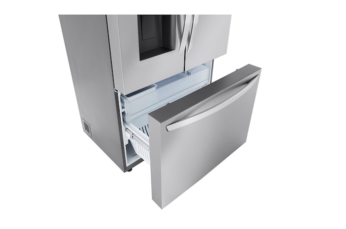 Vue d'angle du tiroir du congélateur