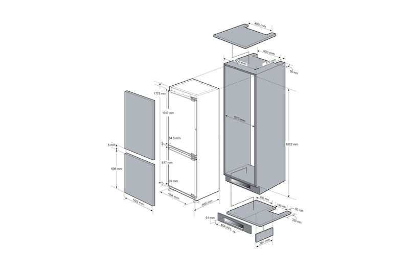 LG Congélateur en bas prêt pour panneaux de 22 po, 2 portes combi avec profondeur de comptoir de 9 pi³, LSBNC1021P