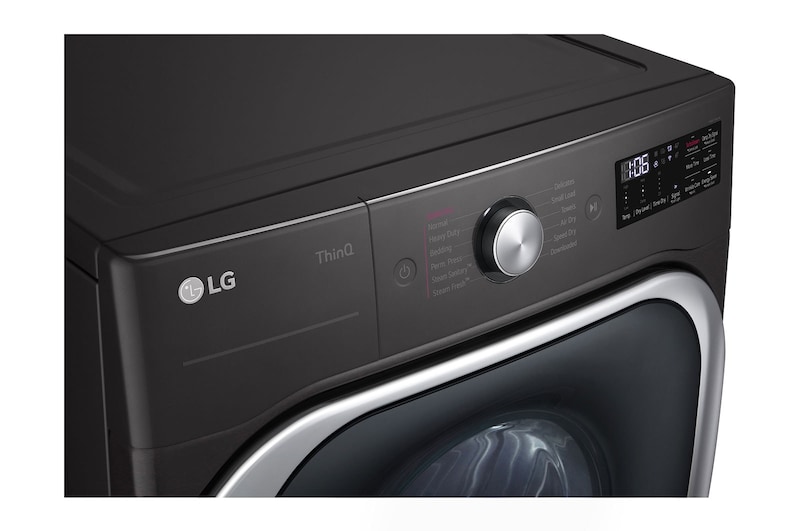 LG Sécheuse électrique à chargement frontal à hyper grande capacité de 9 pi³ avec intelligence intégrée, prise en charge du Wi-Fi et technologie TurboSteam<sup>MC</sup>, DLEX8900B