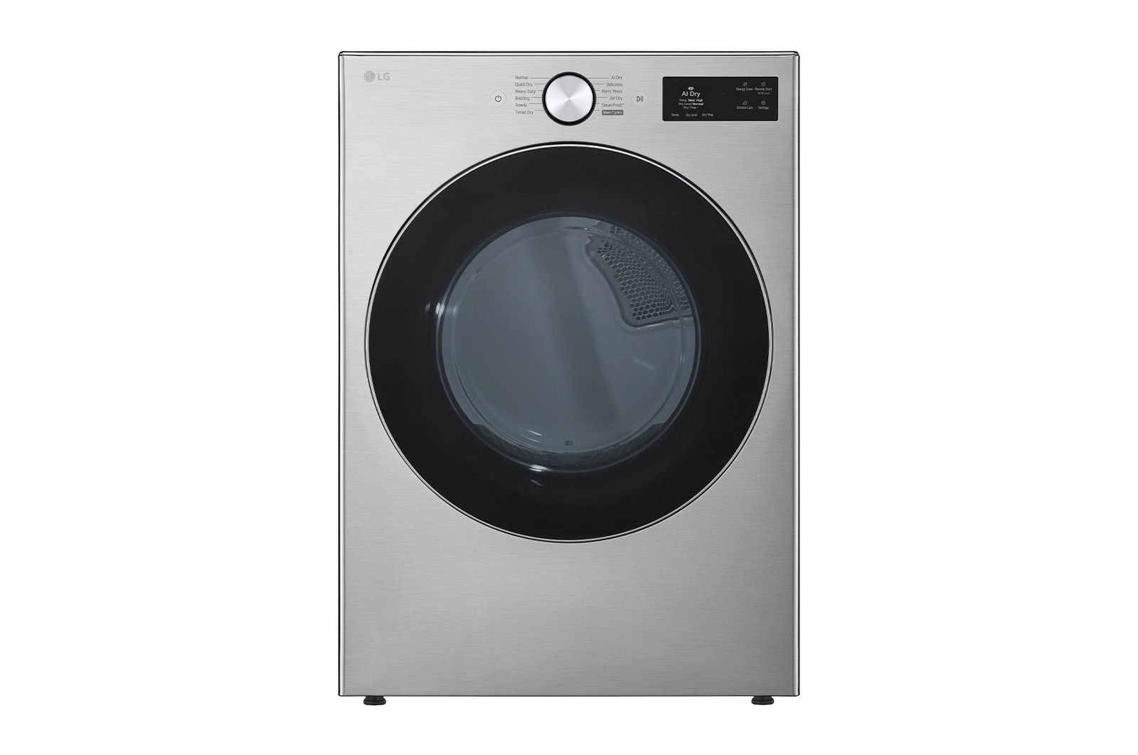 Vue avant de Sécheuse électrique à super grande capacité de 7,4 pi3 avec séchage par détecteur IA et TurboSteamMD DLEX5800V