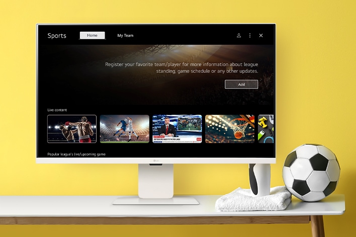 L’écran du LG Smart Monitor affiche l’interface des applications musicales.