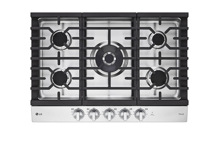 LG Surface de cuisson au gaz intelligente de 30 po avec brûleur double UltraHeat<sup>MC</sup> de 22,000 BTU et boutons à DEL, CBGJ3027S