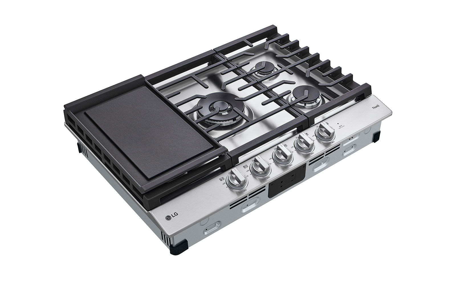 LG Surface de cuisson au gaz intelligente de 30 po avec brûleur double UltraHeat<sup>MC</sup> de 22,000 BTU et boutons à DEL, CBGJ3027S