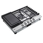 LG Surface de cuisson au gaz intelligente de 30 po avec brûleur double UltraHeat<sup>MC</sup> de 22,000 BTU et boutons à DEL, CBGJ3027S