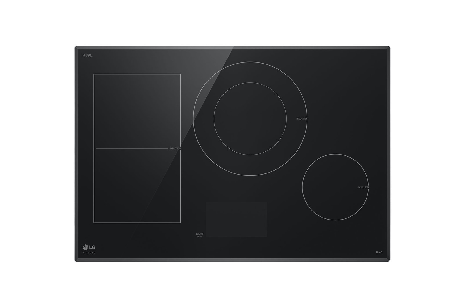 Vue avant de Surface de cuisson à induction de 30 po LG STUDIO | Élément UltraHeat<sup>🅪</sup> de 5,0 kW, quatre brûleurs CBIS3018BE