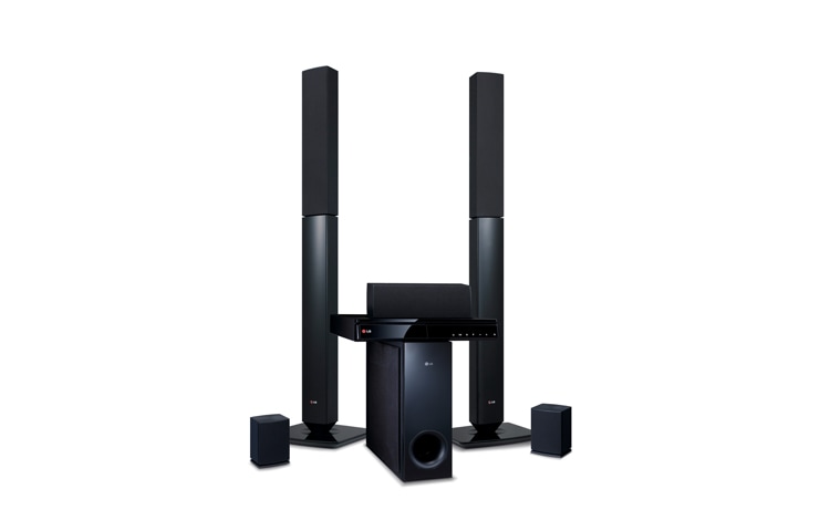 LG Rehaussez votre expérience de la HD intégrale 1080p 3D grâce au système de cinéma maison Smart 3D BH6430P 1000 W 5,1 canaux de LG procurant une puissante sonorité immersive depuis les haut-parleurs et le caisson de basses de qualité supérieure., BH6430P