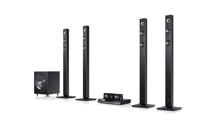 Vue avant de Système de cinéma maison LG 1100 W 5.1 canaux | Lecteur Blu-ray 2D et 3D | 4 haut-parleurs tours BH7520T