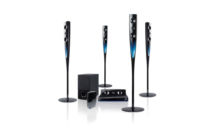 Vue avant de Sortie audio de 1 000 W, 4 haut-parleurs champagne, haut-parleur arrière sans fil, station d&#39;accueil directe pour iPod, 2 entrées HDMI HB954TBW